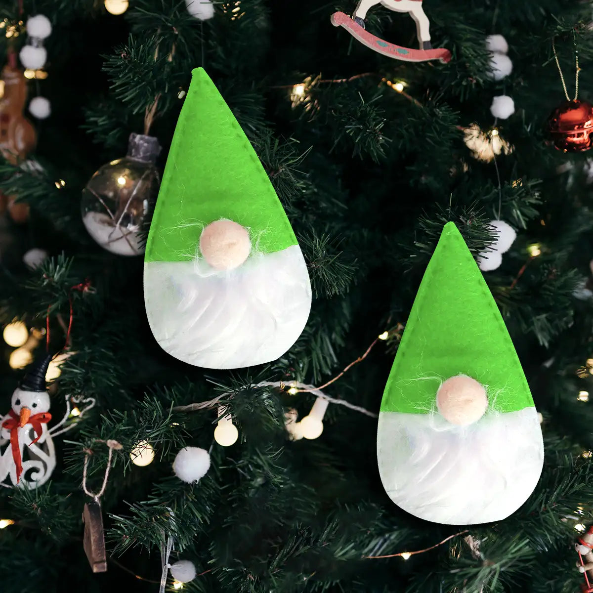 Mini Gnomos Decorativos, Color Verde, 2 pzas