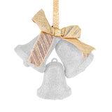 Decoración, Campanas Navideñas con Moño, Color Plateado