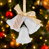 Decoración, Campanas Navideñas con Moño, Color Plateado