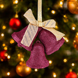 Decoración, Campanas Navideñas con Moño, Color Vino