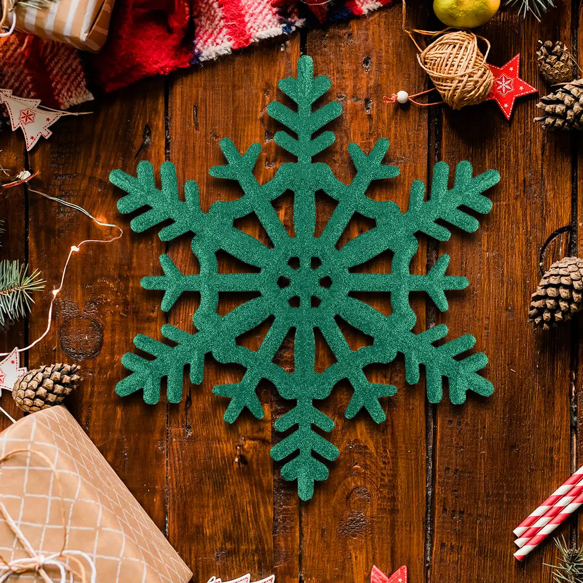 Copo de Nieve Jumbo con Glitter, Color Verde