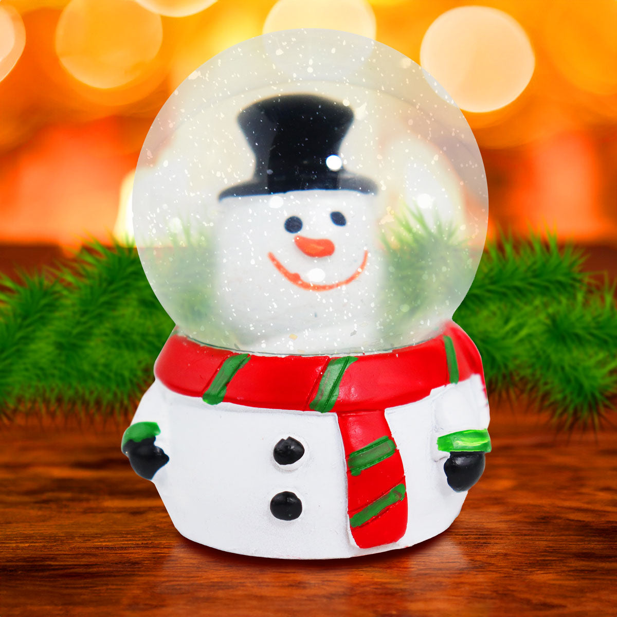 Muñeco de Nieve, Bola de Nieve de Cerámica y Cristal con Glitter