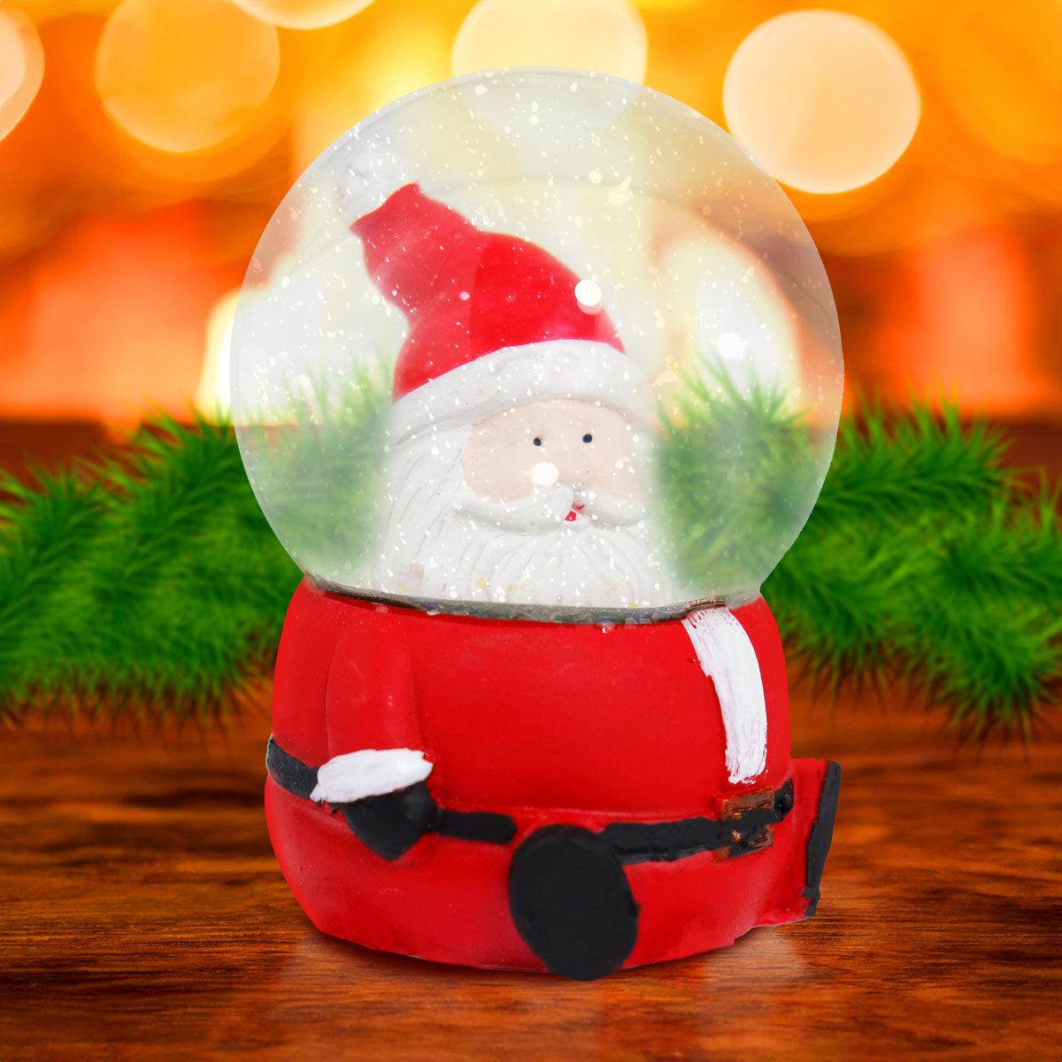 Santa Claus, Bola de Nieve de Cerámica y Cristal con Glitter
