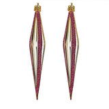 Esferas Navideñas, Forma Diamante Largo, Color Dorado con Glitter, 2 pzas