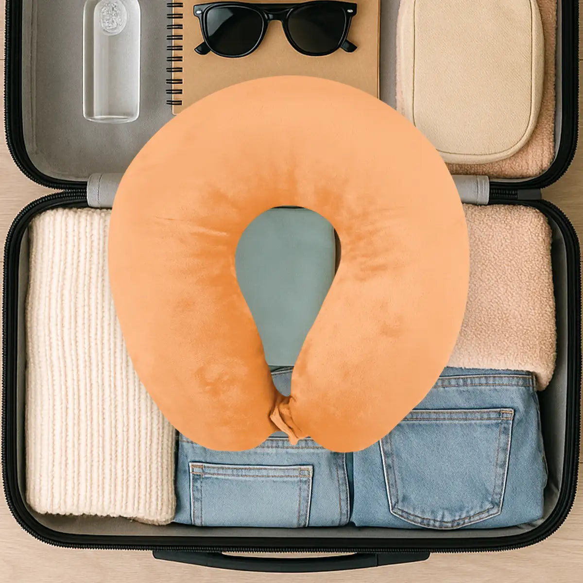 Almohada de Viaje, Color Naranja, Ergonómica