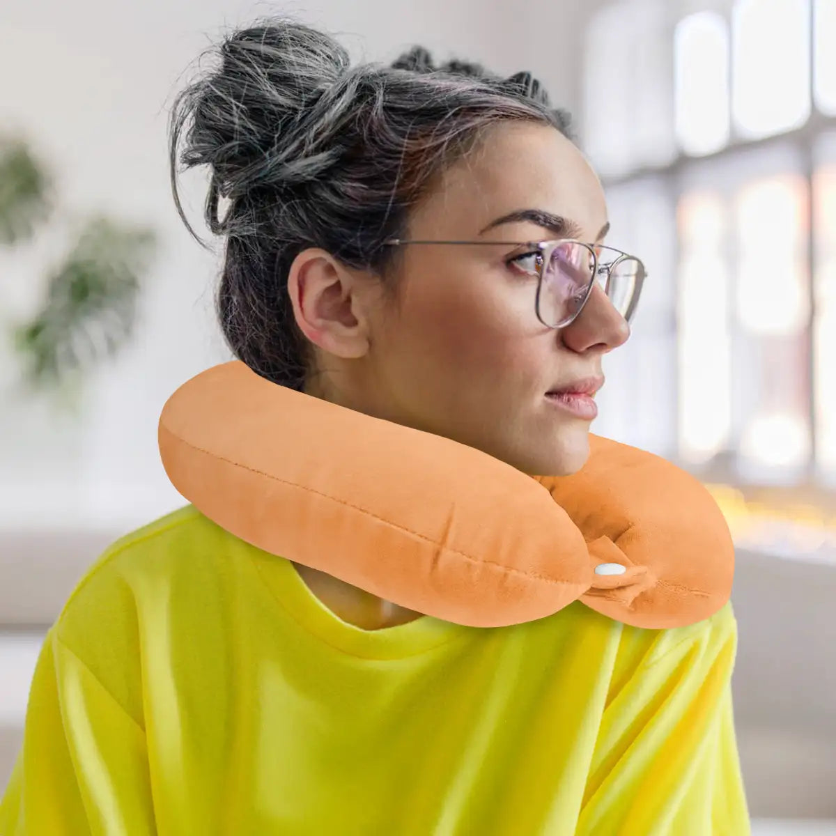 Almohada de Viaje, Color Naranja, Ergonómica