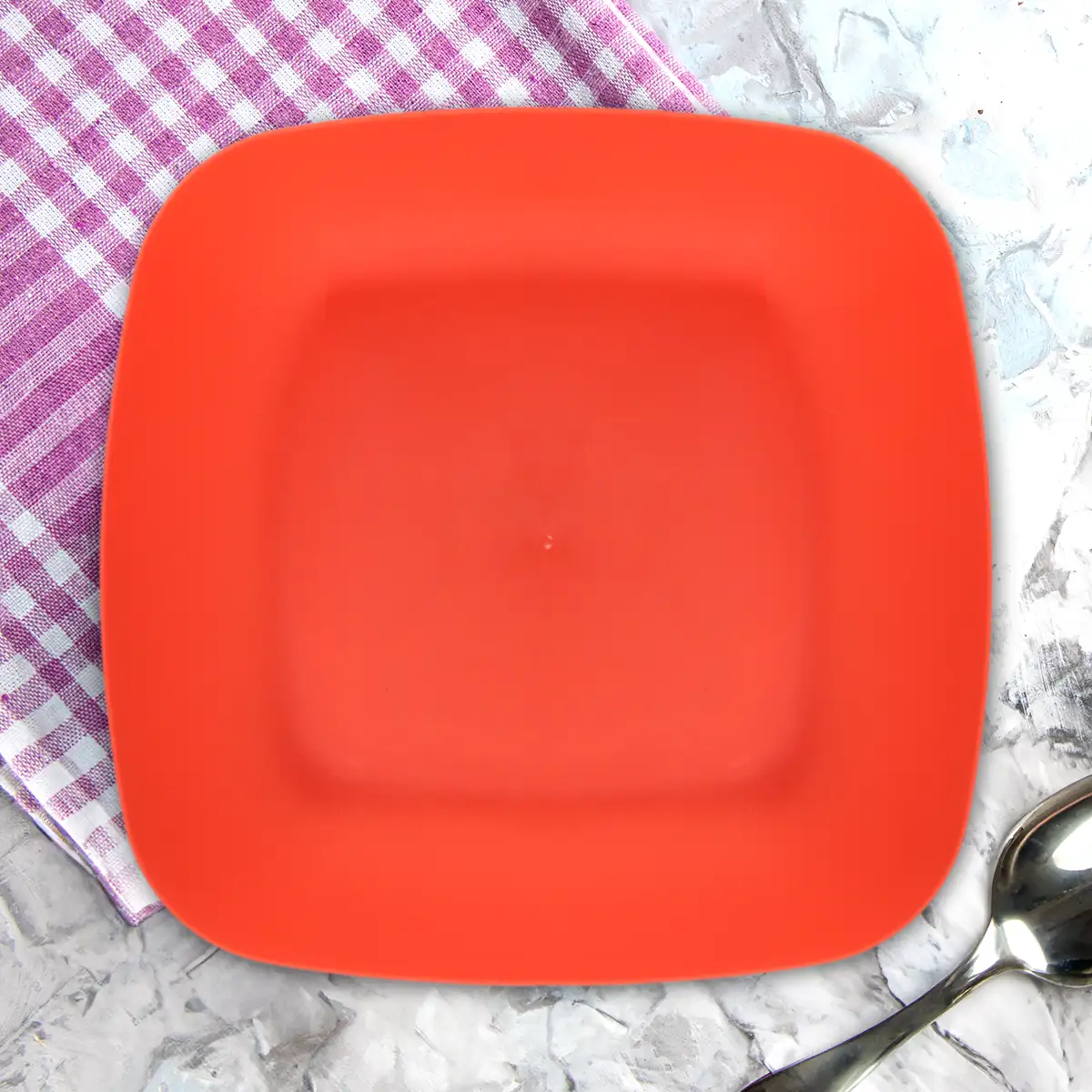 Tazón Cuadrado de Plástico, Color Rojo