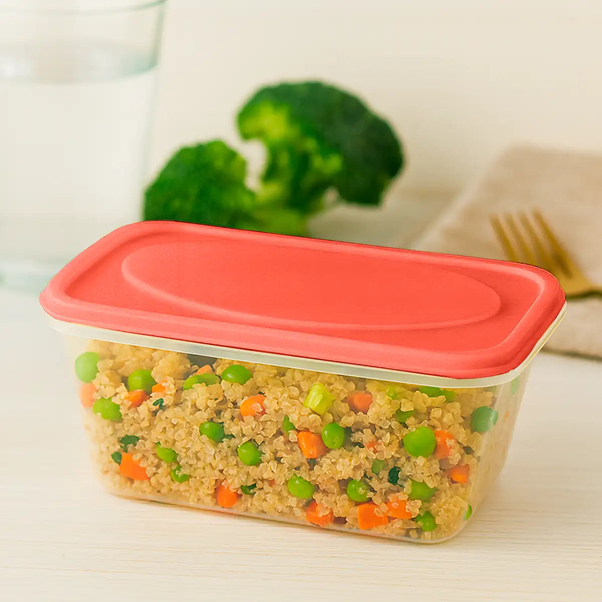 Contenedor de Plástico, Tapa Naranja, 250 ml