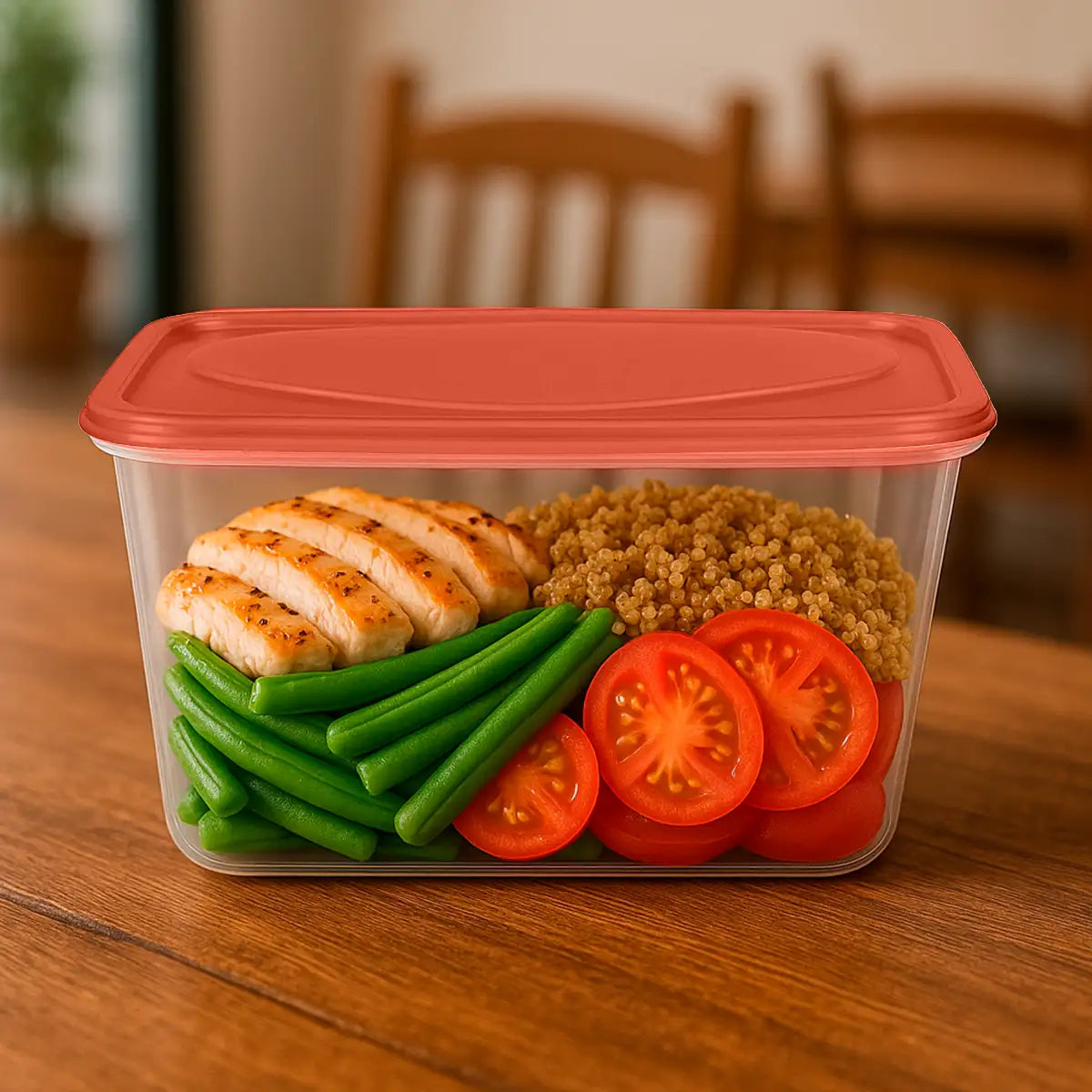 Contenedor de Plástico, Tapa Naranja, 800 ml