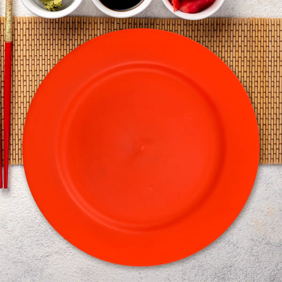 Plato Redondo de Plástico, Color Rojo