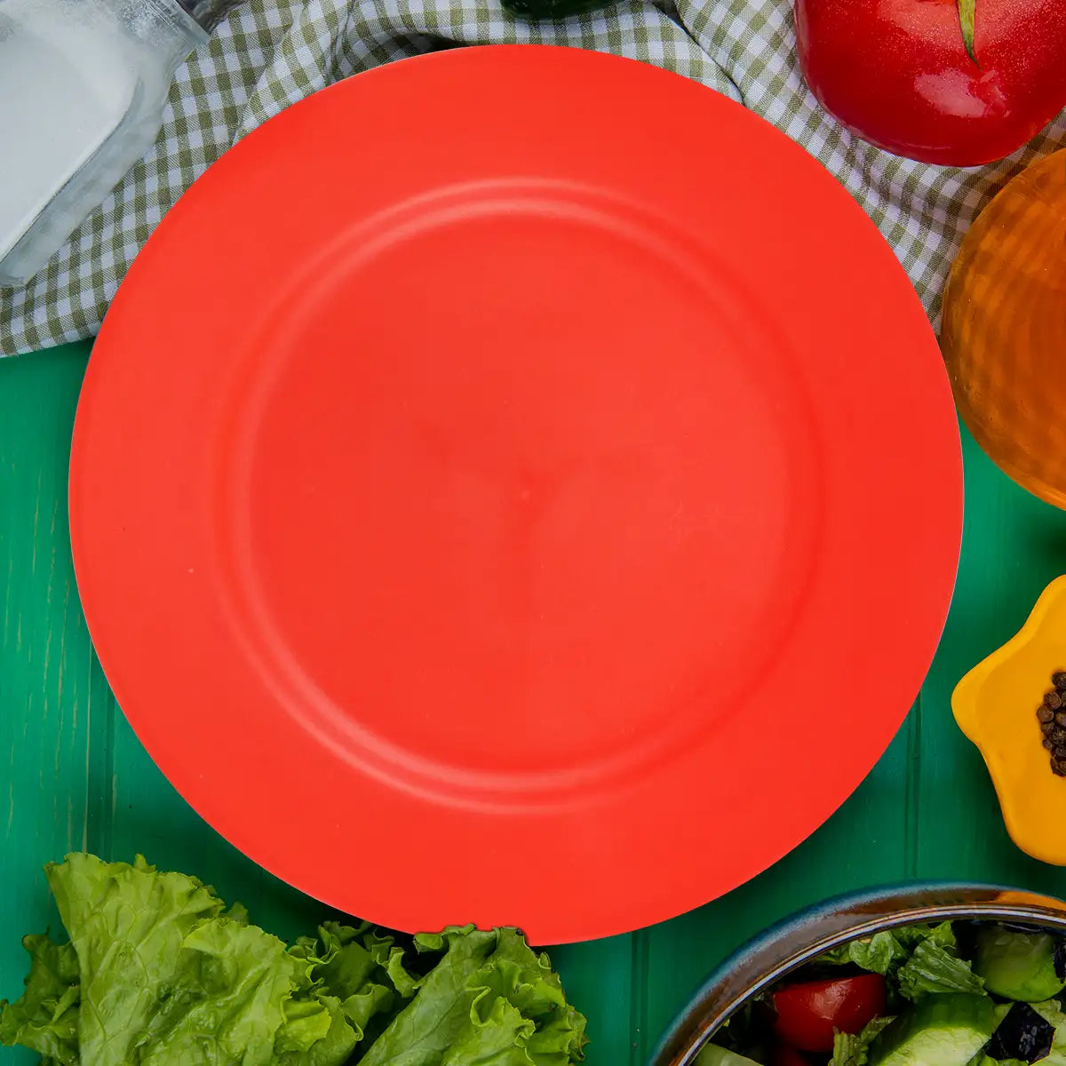 Plato de Plástico, Color Rojo, Redondo