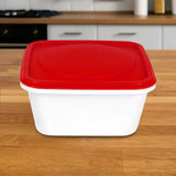 Contenedor de Plástico Blanco, Tapa Roja, 280 ml