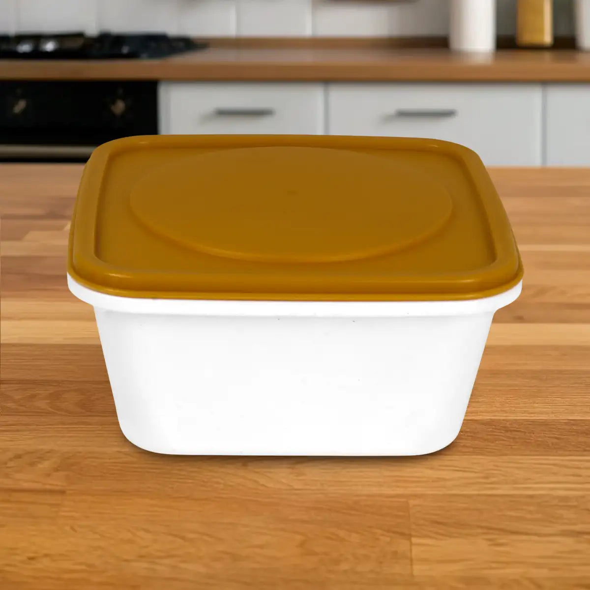 Contenedor de Plástico Blanco, Tapa Amarilla, 280 ml