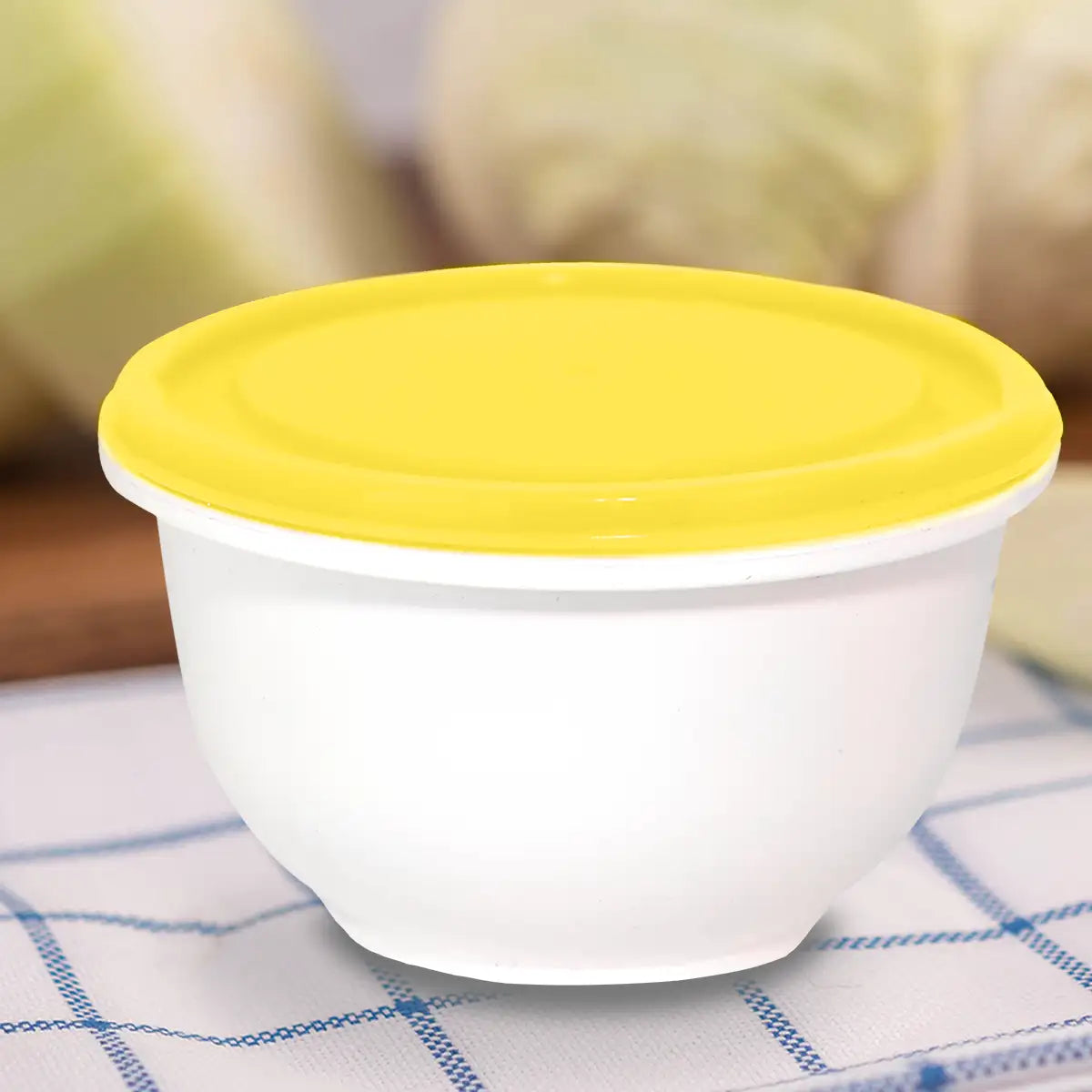 Contenedor Redondo de Plástico, Color Amarillo, 180 ml