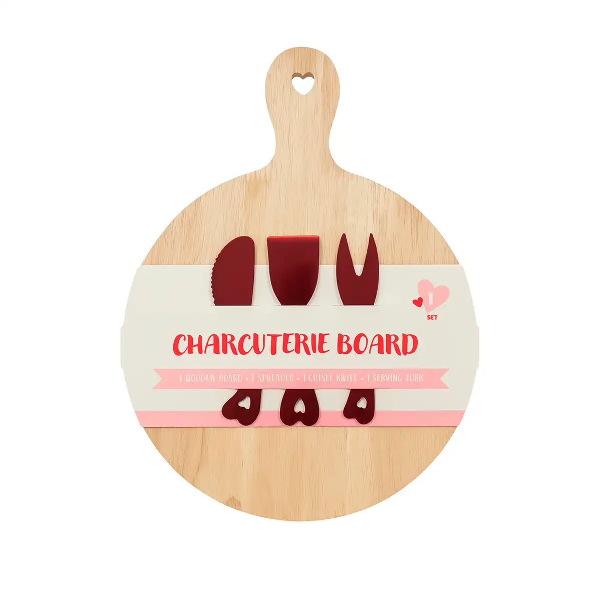 Tabla de Madera para Charcutería con Cuchillo Cincel y Tenedor para Servir