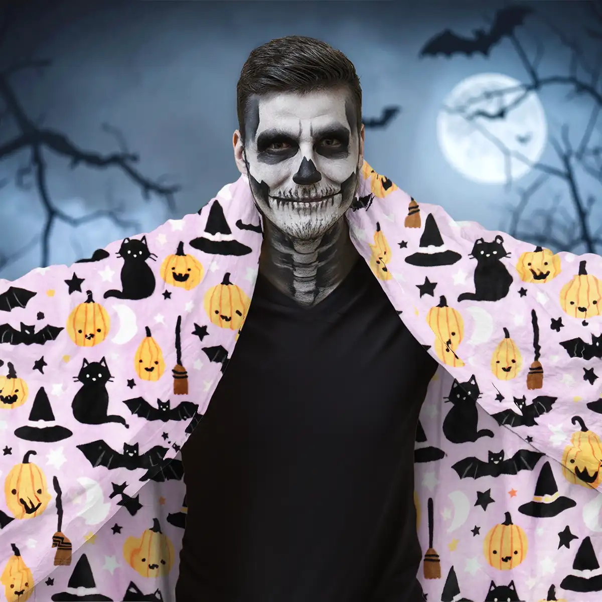 Manta, Diseño Halloween, Color Lila