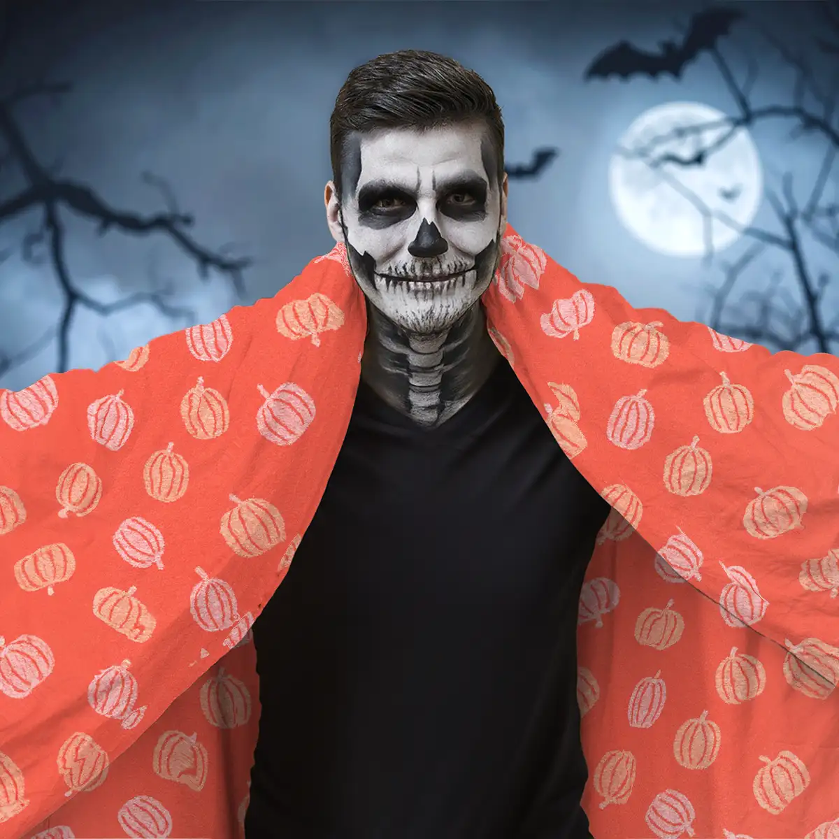 Manta, Diseño Calabaza, Color Rosa y Blanco