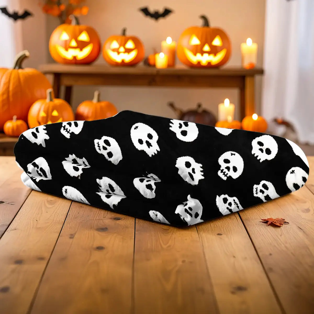 Manta, Diseño Calavera, Color Blanco y Negro
