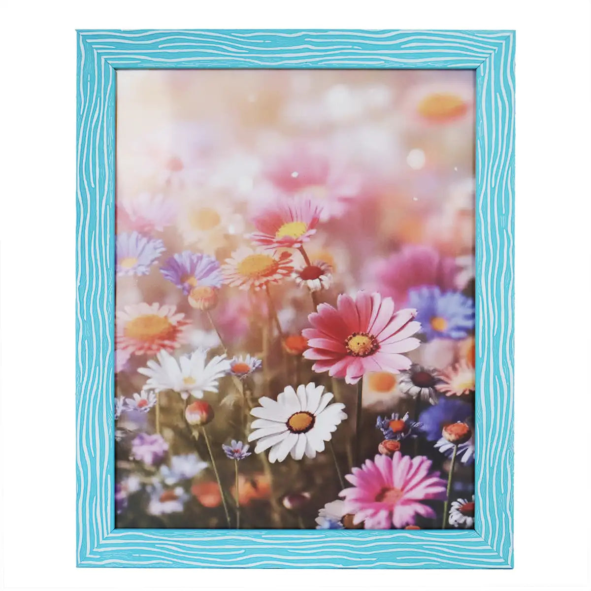 Portarretratos Flores, Color Azul, 20x25cm