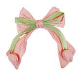 Moño Tulipán con Broche para Cabello, Color Rosa