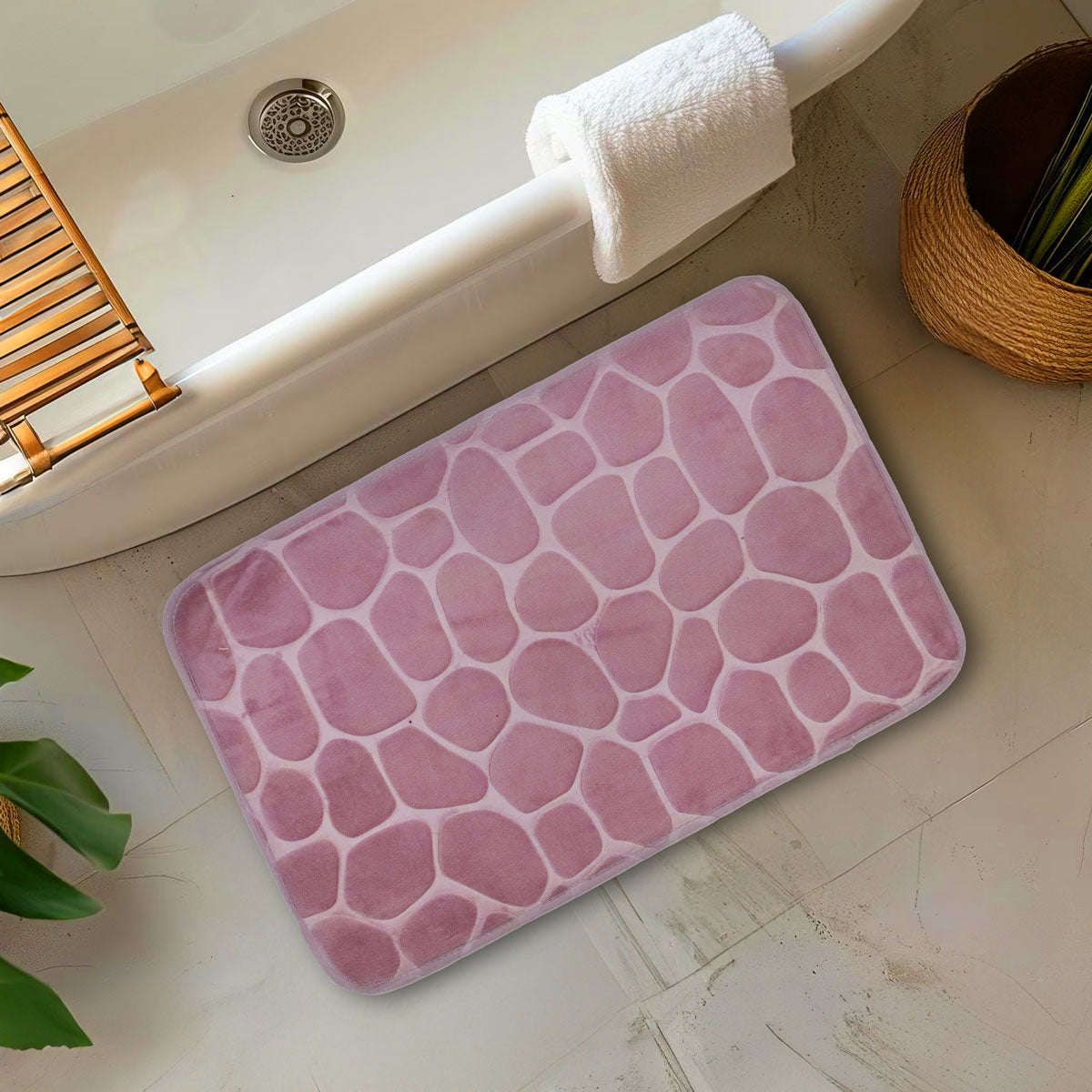 Tapete Absorbente, Diseño Piedras, Color Lila
