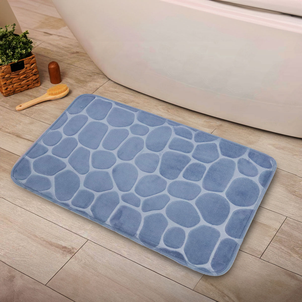 Tapete Absorbente, Color Gris, Diseño Piedras