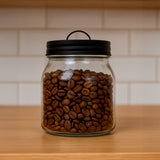 Frasco de Cristal con Tapa Negra, 500 ml