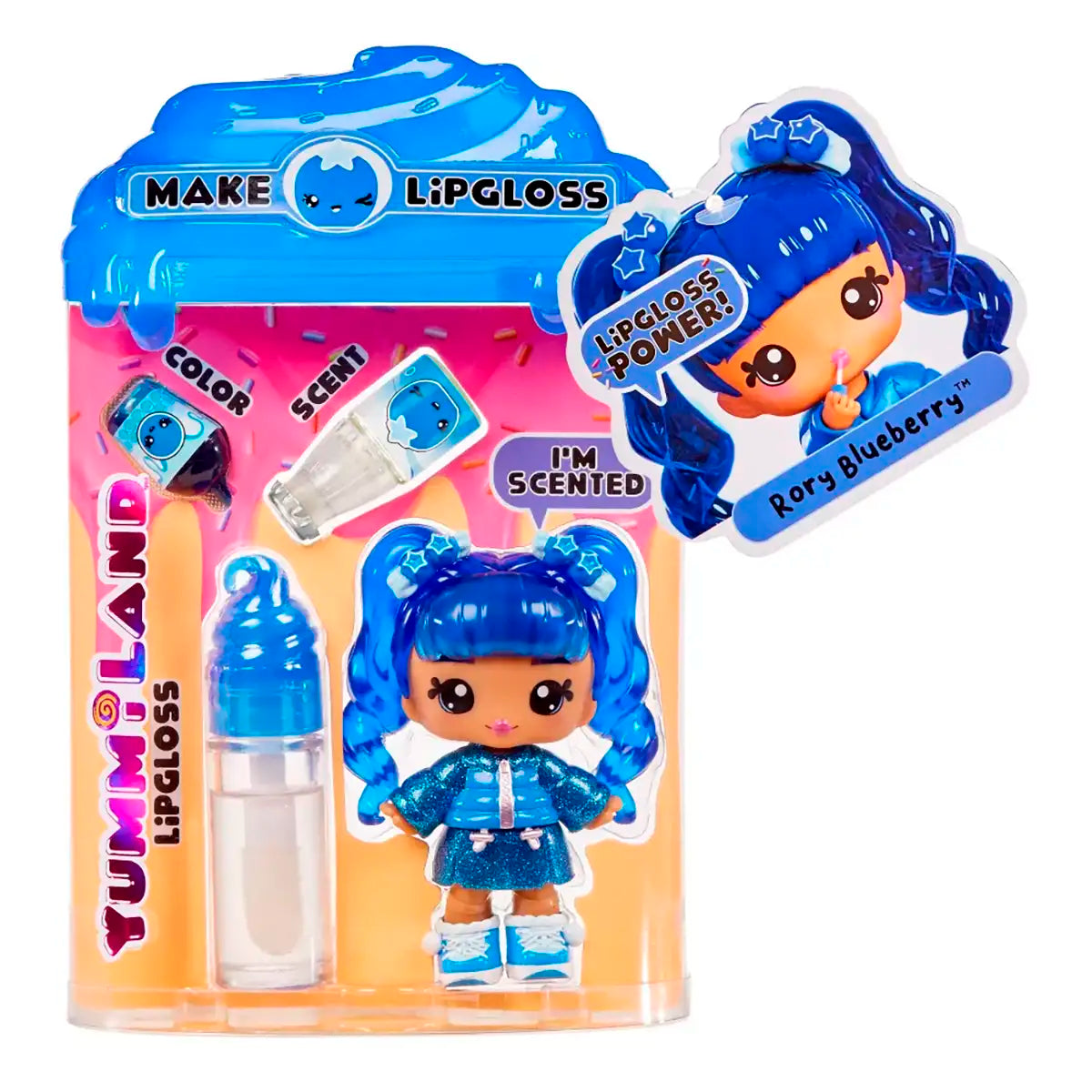 Muñeca Yummiland, Rory Blueberry, Kit DIY de Brillo de Labios
