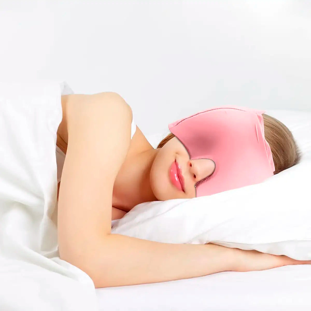 Máscara de Hielo Terapéutica para Alivio de Migraña, Color Rosa