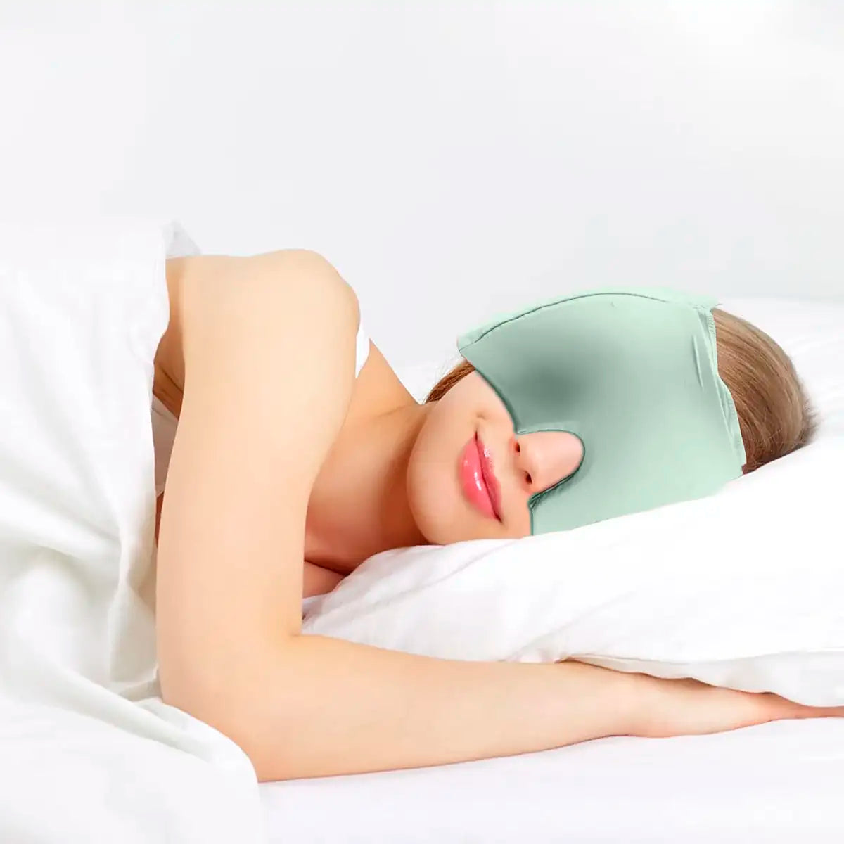 Máscara de Hielo Terapéutica para Alivio de Migraña, Color Verde