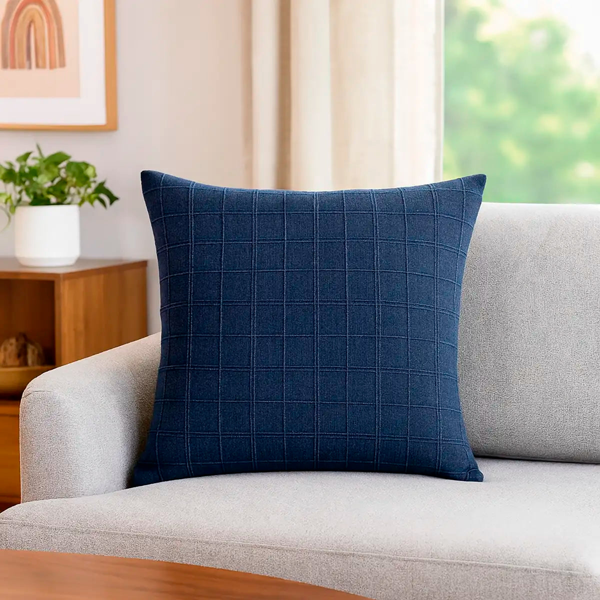 Almohada, Diseño Cuadros, Color Azul, Threshold