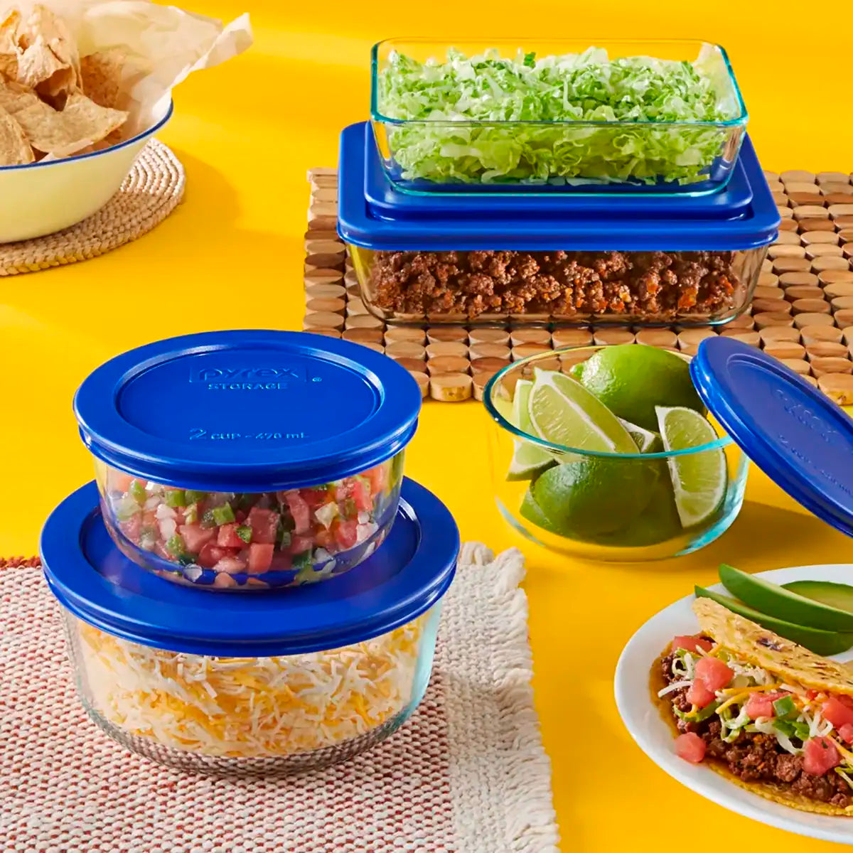 Juego de 5 Recipientes de Vidrio, Pyrex