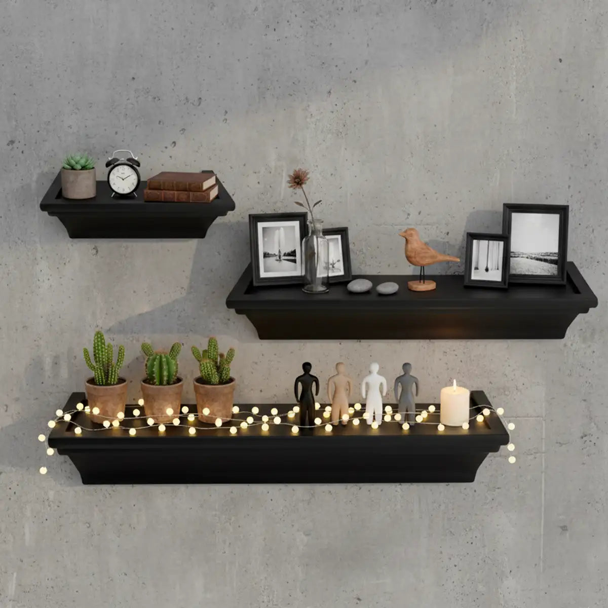 Repisa, 3 pzas, Color Negro