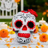 Catrina, Flores, Figura de Cerámica, Color Rojo