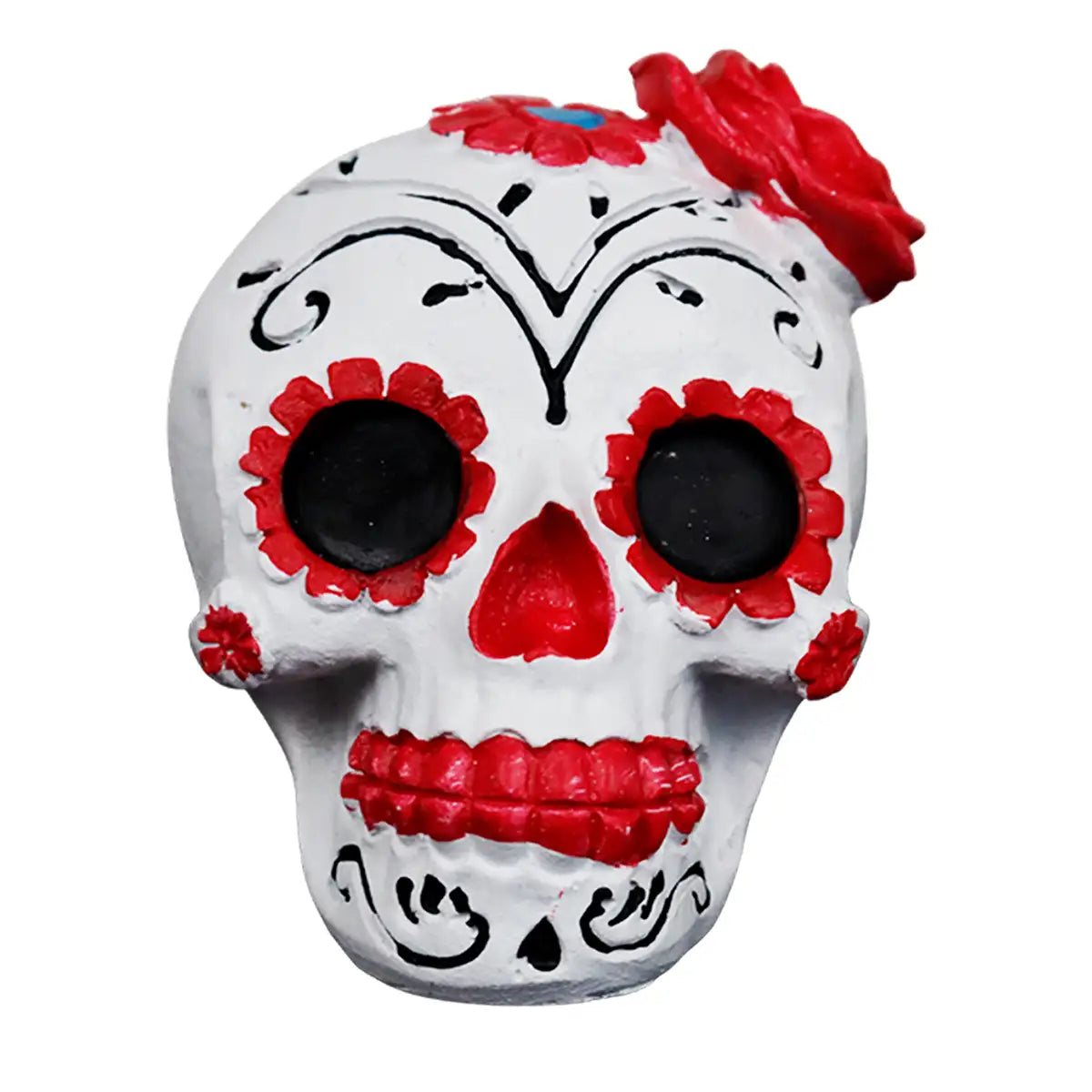 Catrina, Flores, Figura de Cerámica, Color Rojo