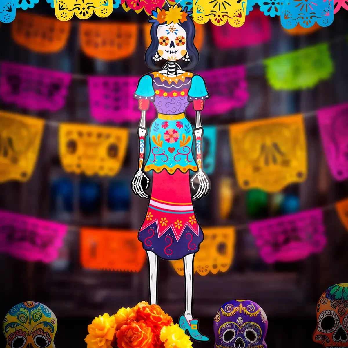 Catrina, Decoración Colgante de Papel