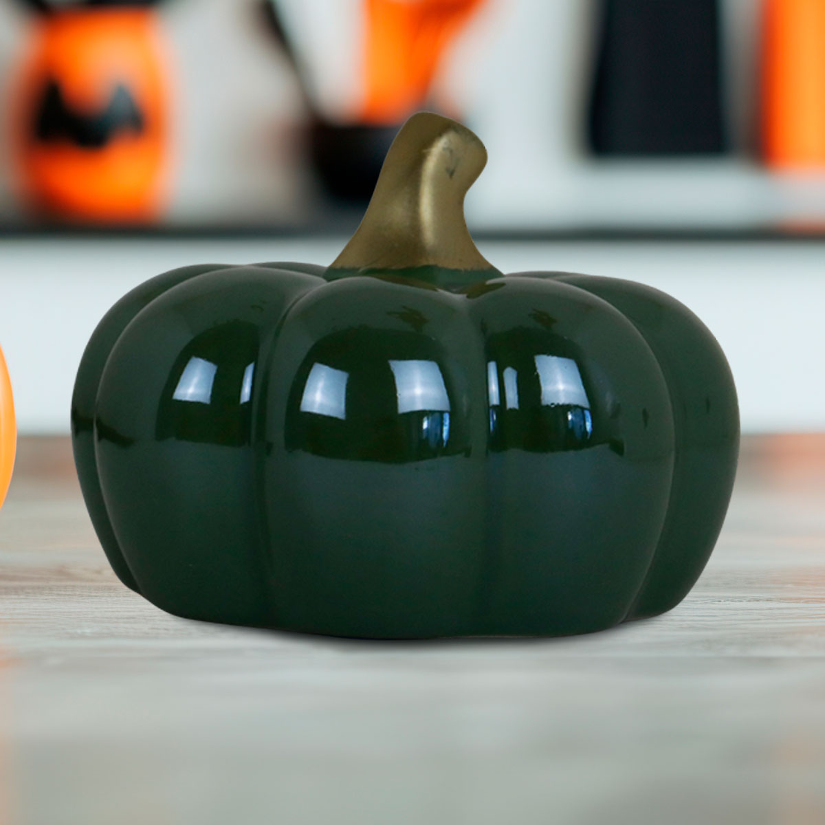 Calabaza, Figura de Cerámica, Halloween, Color Verde