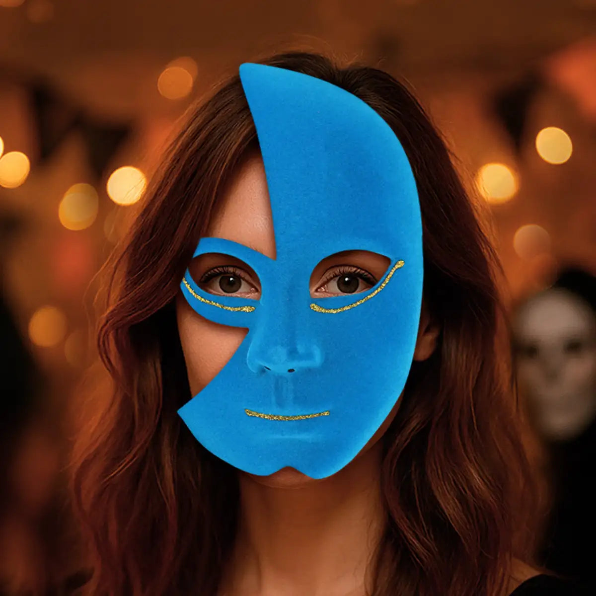 Media Máscara de Plástico, Color Azul