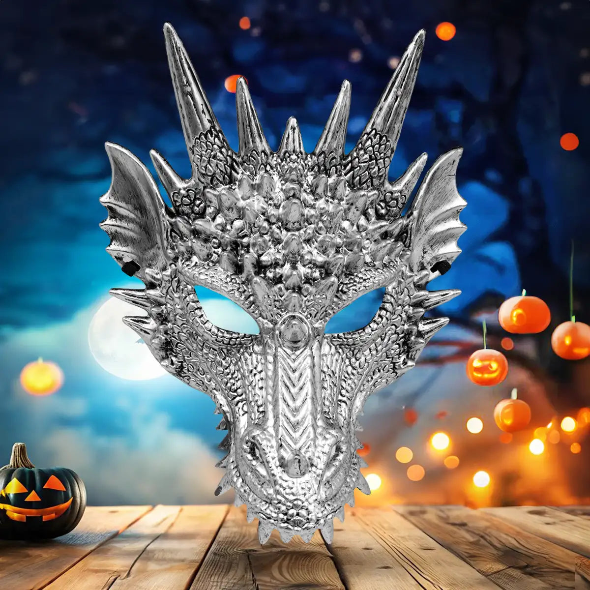 Máscara, Dragón, Color Plata, Disfraz de Halloween