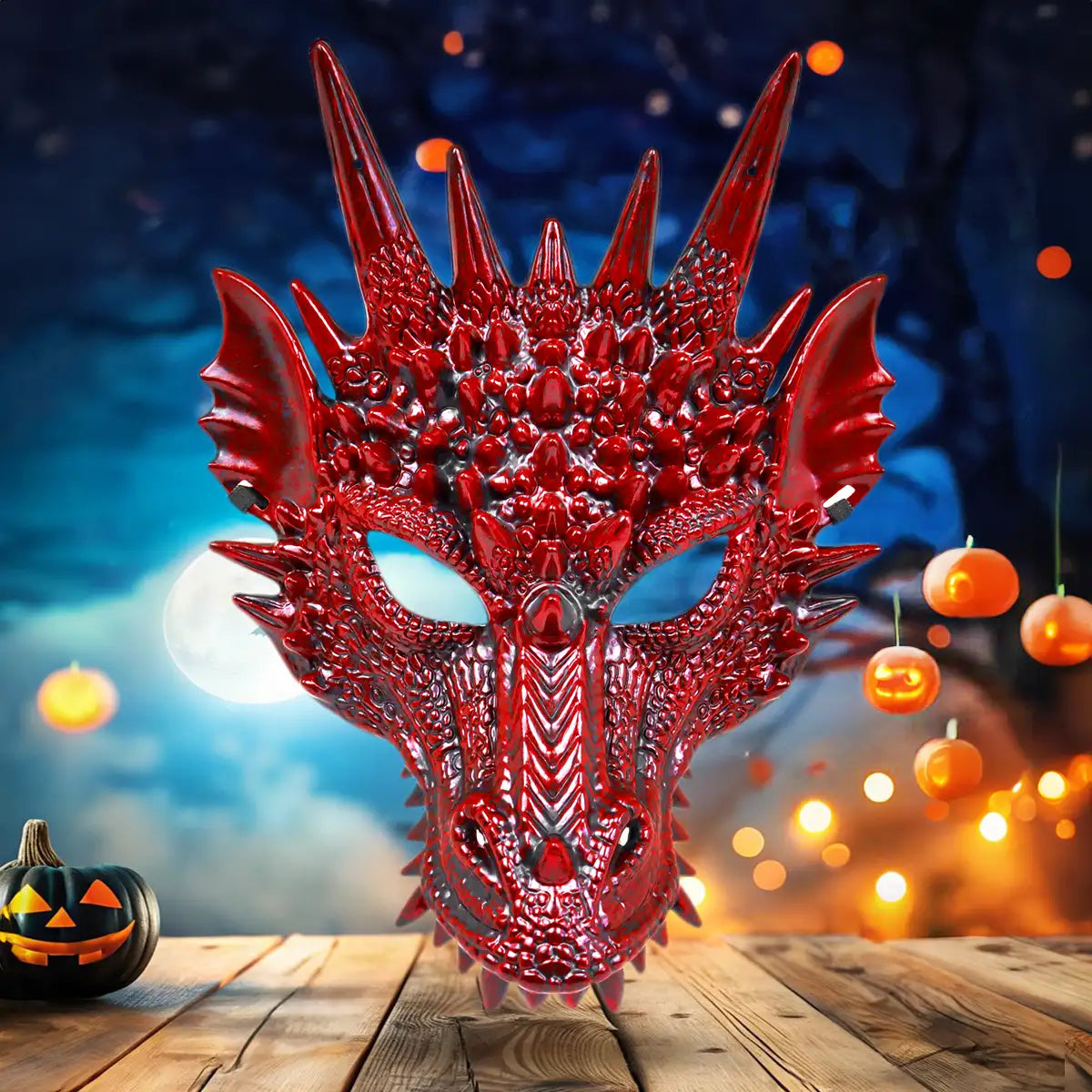 Máscara, Dragón, Color Rojo, Disfraz de Halloween