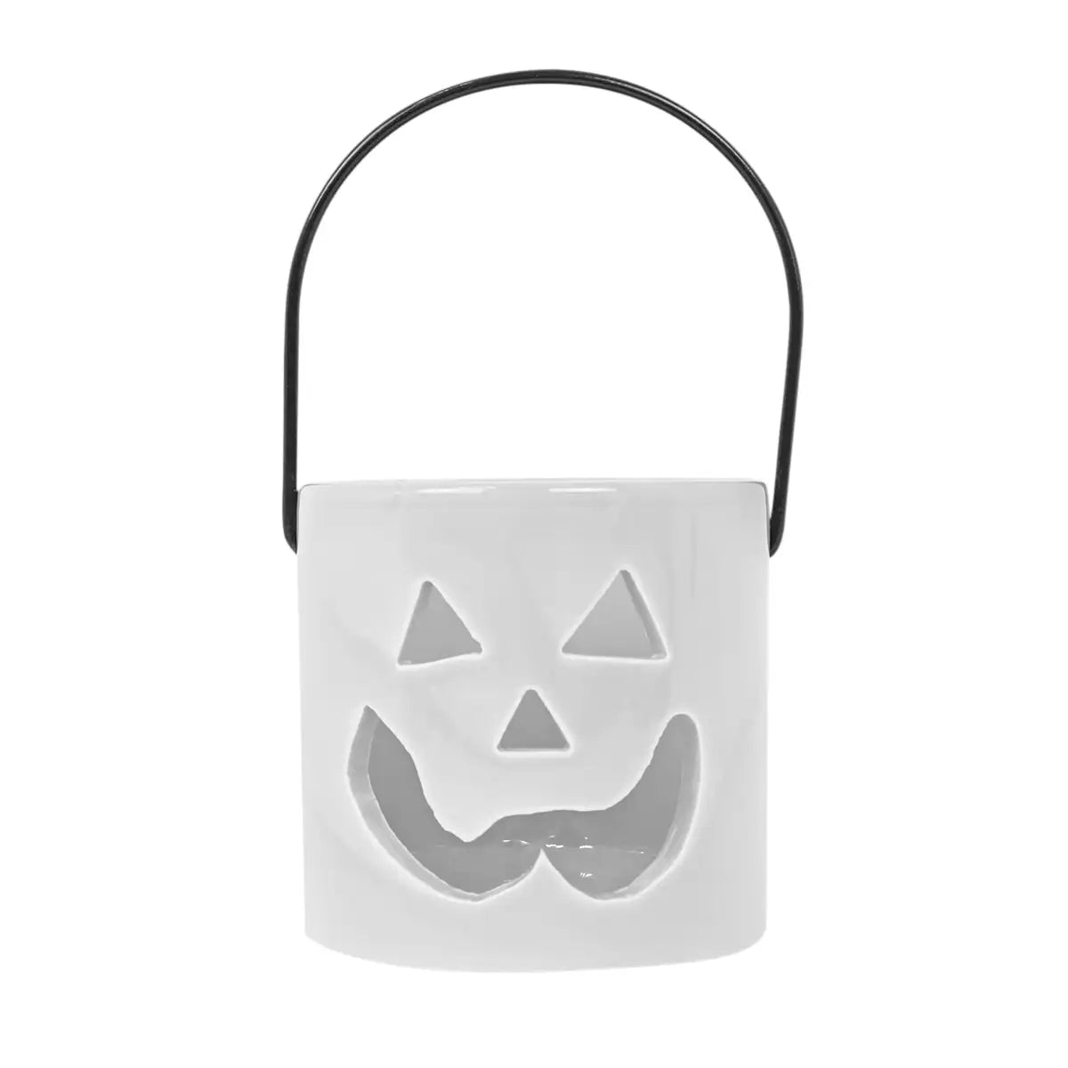 Calabaza, Portavela de Cerámica, Color Blanco