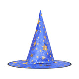 Sombrero de Bruja, Disfraz, Diseño Estrellas, Color Azul