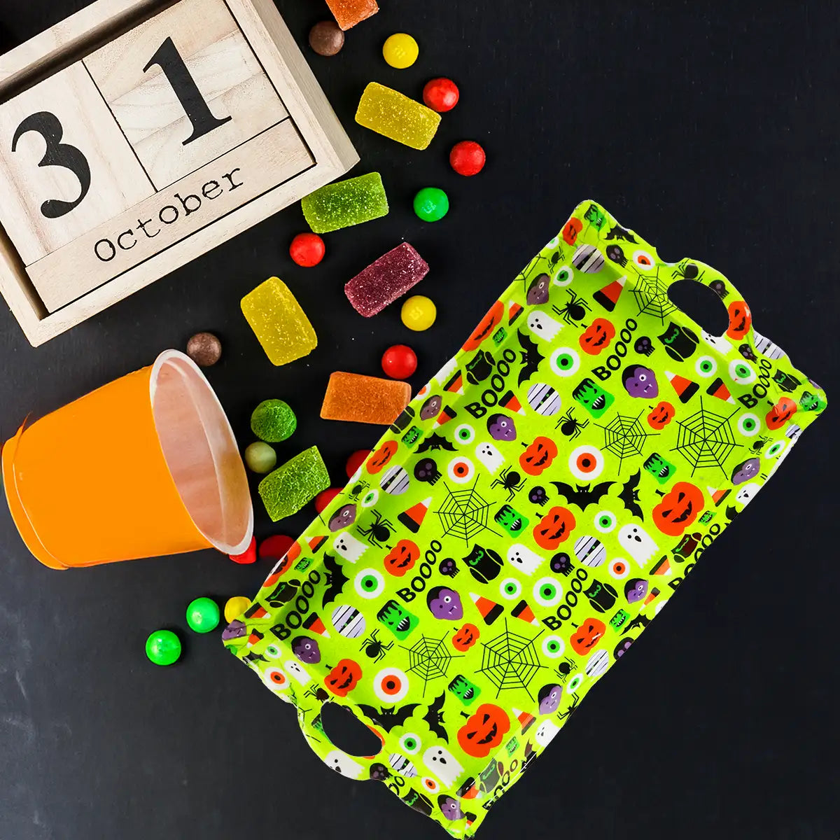 Charola, Halloween, Color Verde
