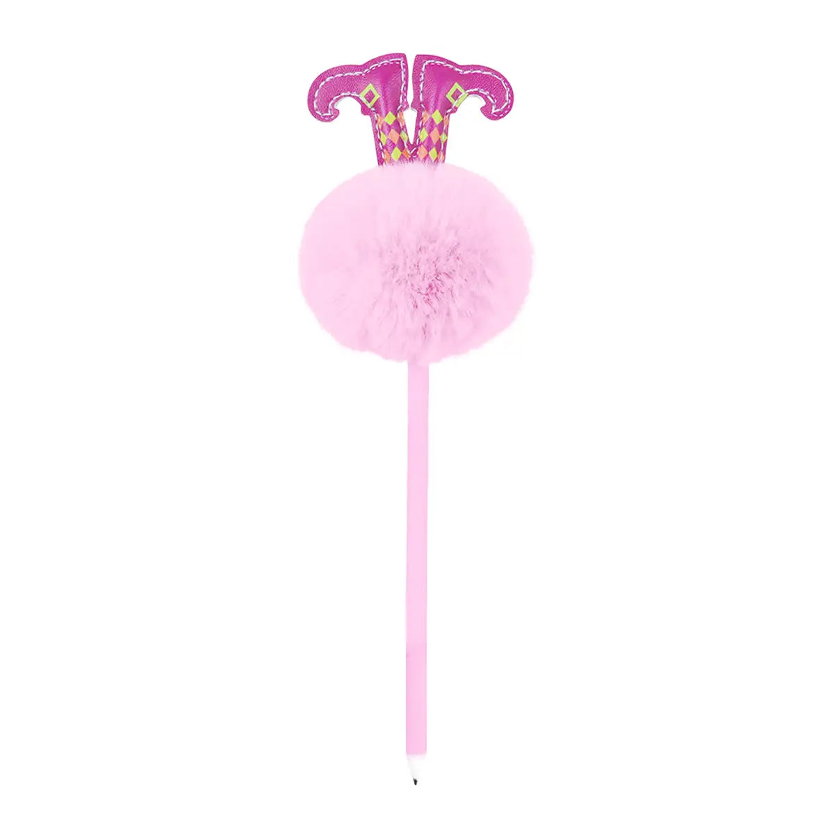 Pluma de Gel con Pompón y Bruja, Color Morado