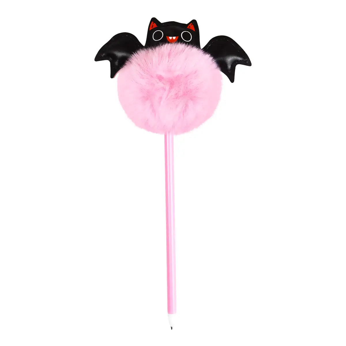 Pluma de Gel con Pompón y Murciélago, Color Rosa
