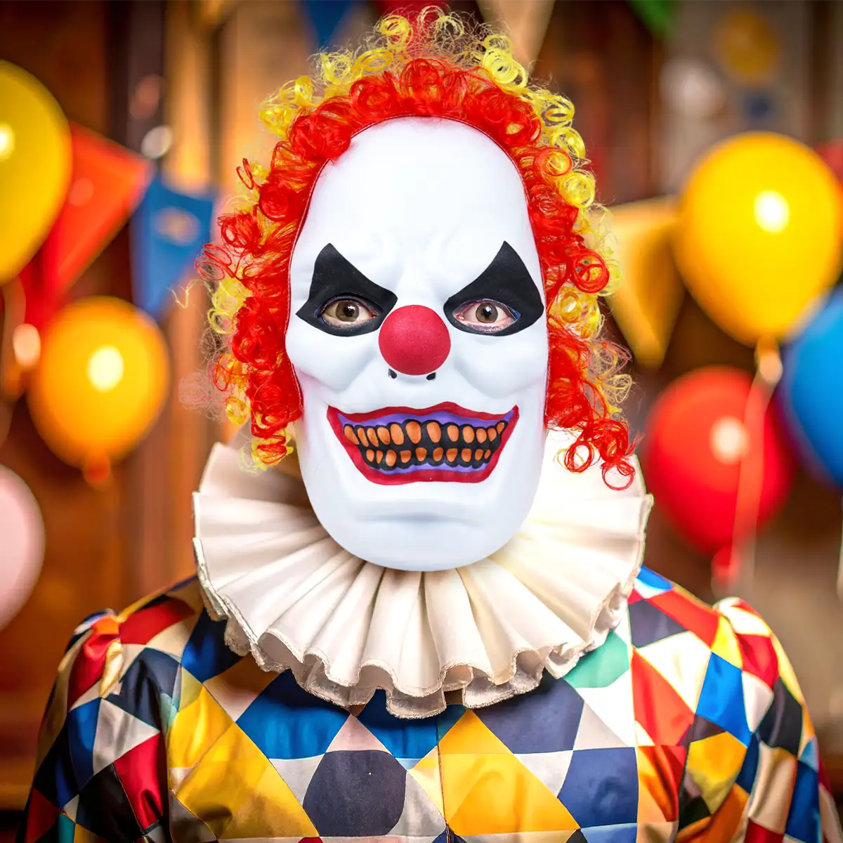 Máscara Payaso, Cabello Colores, Disfraz de Halloween