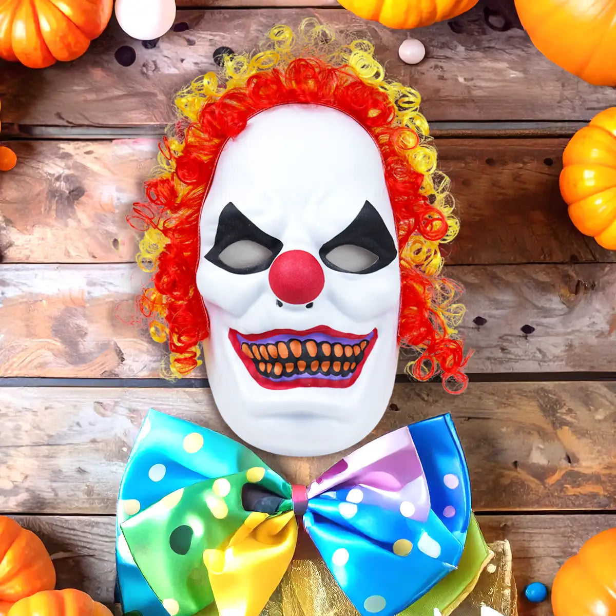 Máscara Payaso, Cabello Colores, Disfraz de Halloween