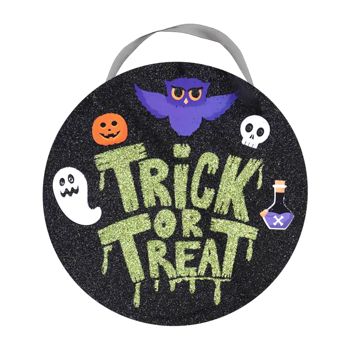 Trick or Treat, Letrero Colgante con Glitter, Halloween