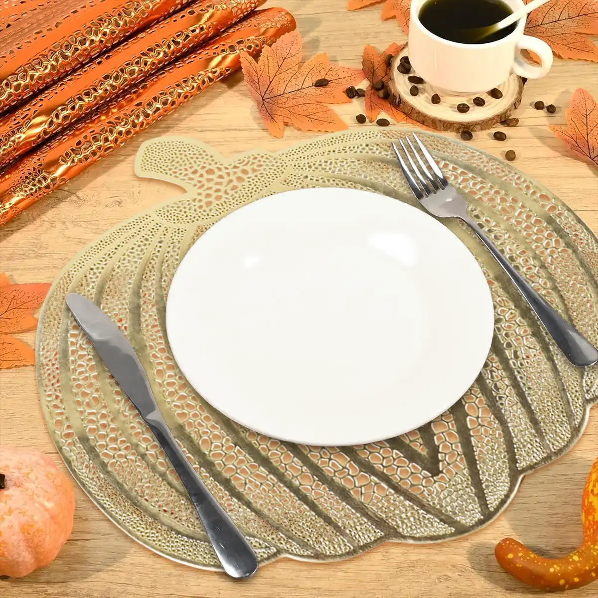 Calabaza, Mantel Individual, Color Dorado