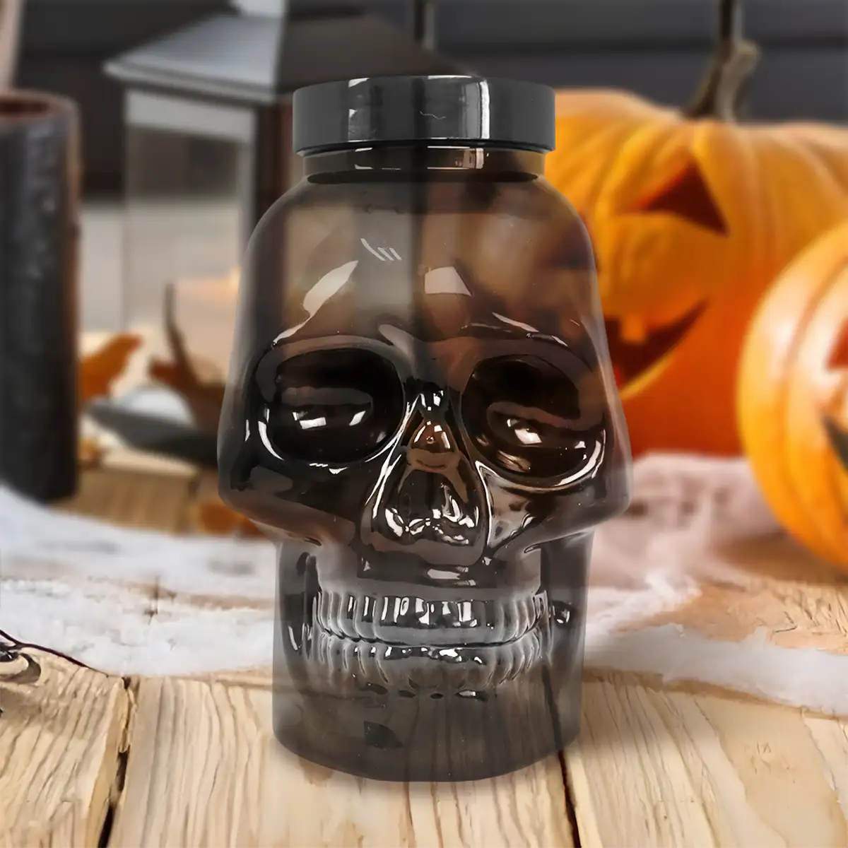 Calavera, Vaso de Plástico con Luz, Color Negro